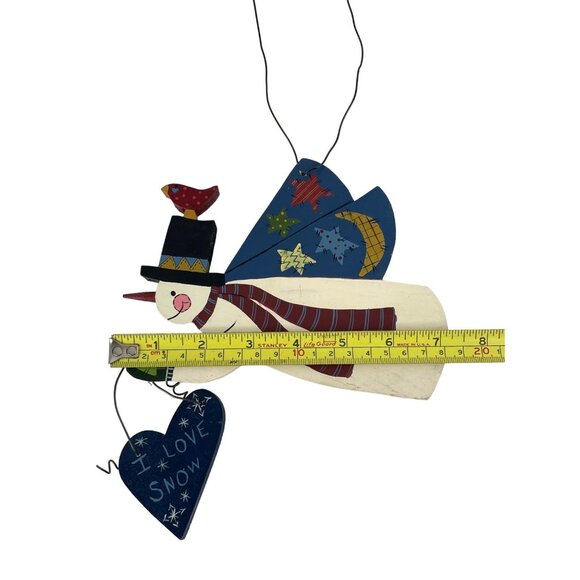 Vintage Handmade Wooden Hand Painted Snowman Wall Hanging Christmas Let it Snow - Picture 8 of 13